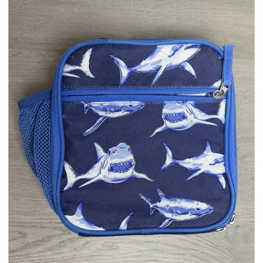 Pottery Barn Kids Mackenzie Blue Sharks Classic Lunch Box Insulated Blue